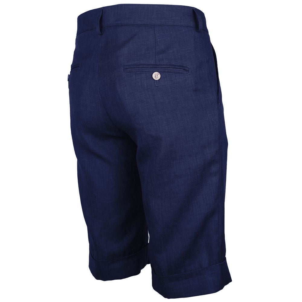 Blå linnekorta shorts
