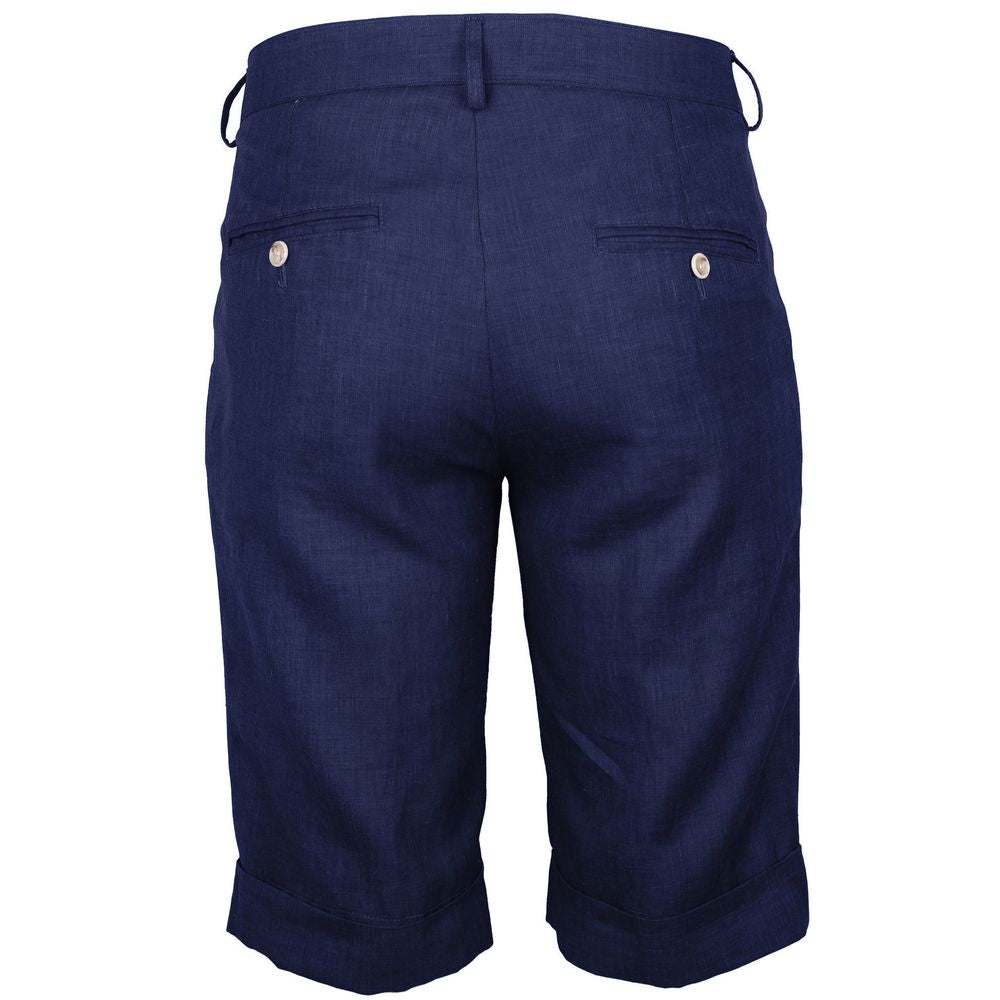 Blå linnekorta shorts