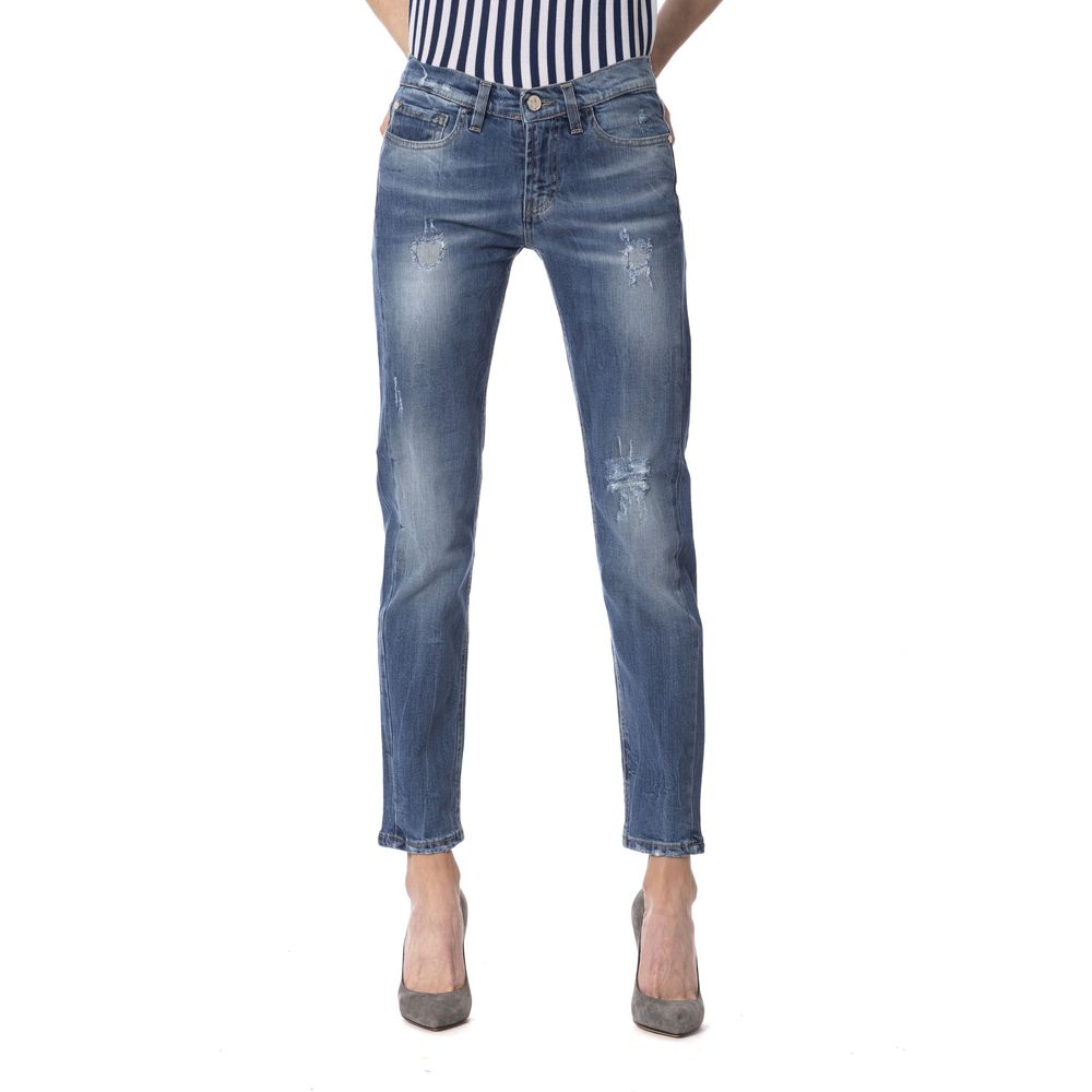 Blå andra fibrer damjeans