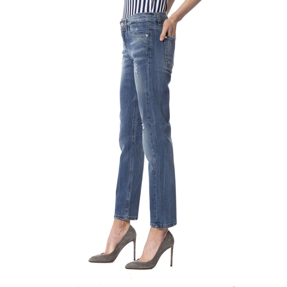 Blå andra fibrer damjeans