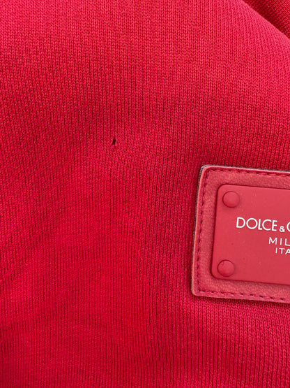 Dolce &amp; Gabbana Röd Bomullslogotyp Hoodie Tröja