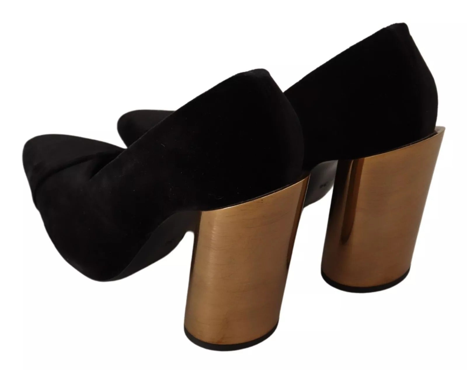 Svarta Lädermocka Blockklackade Pumps Skor