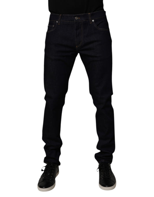 Dolce &amp; Gabbana Svarta Bomullsstretchiga Herr Skinny Denim Jeans
