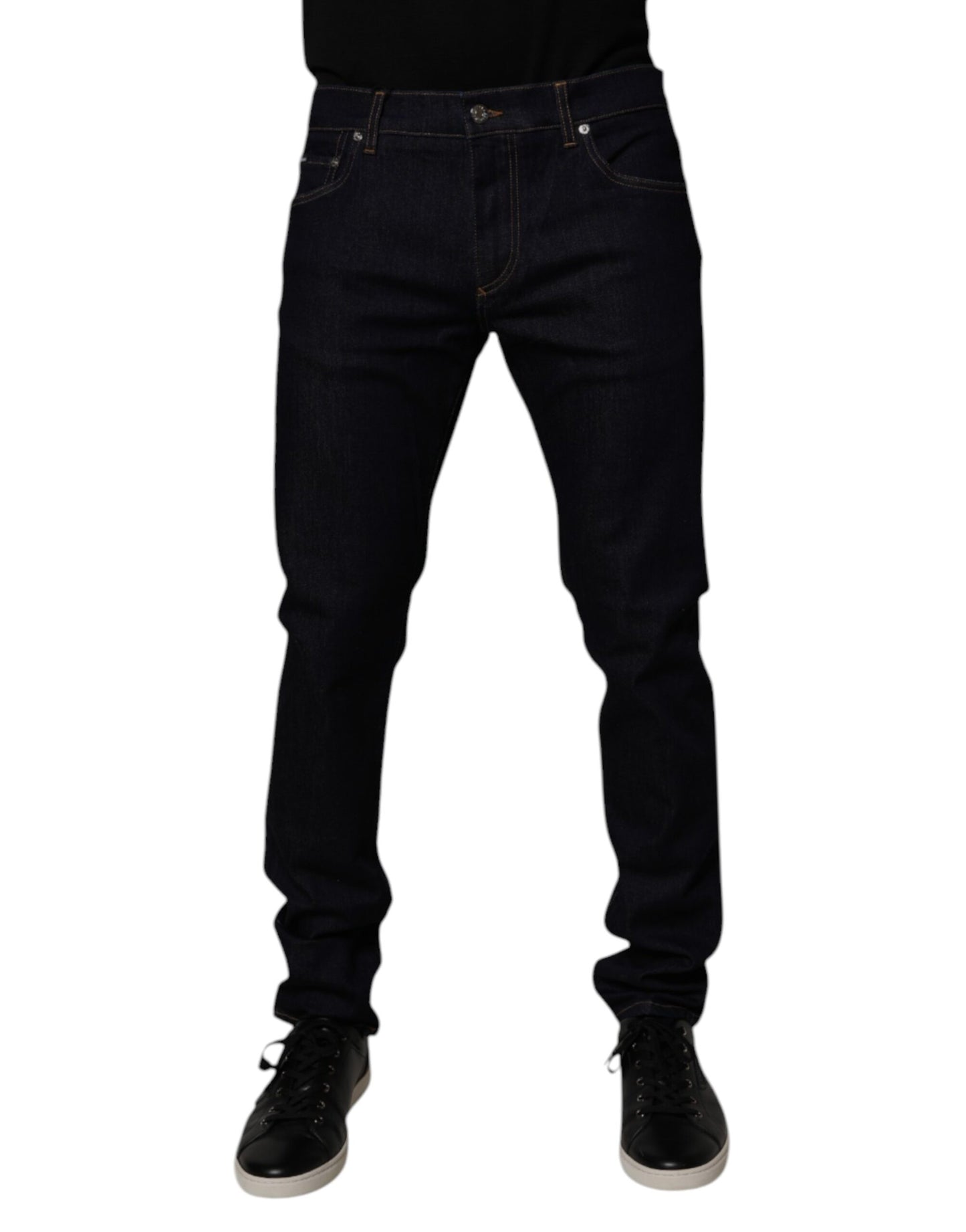 Dolce &amp; Gabbana Svarta Bomullsstretchiga Herr Skinny Denim Jeans