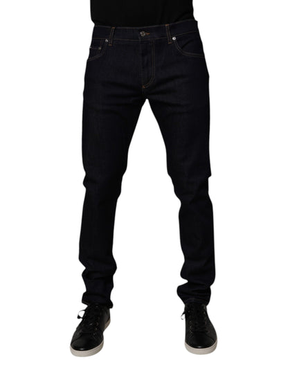 Dolce &amp; Gabbana Svarta Bomullsstretchiga Herr Skinny Denim Jeans