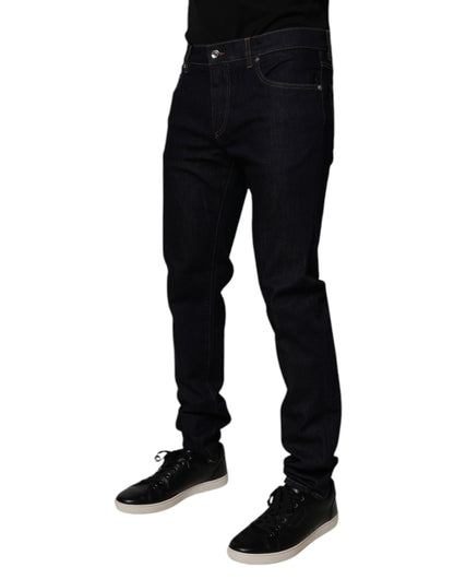 Dolce &amp; Gabbana Svarta Bomullsstretchiga Herr Skinny Denim Jeans