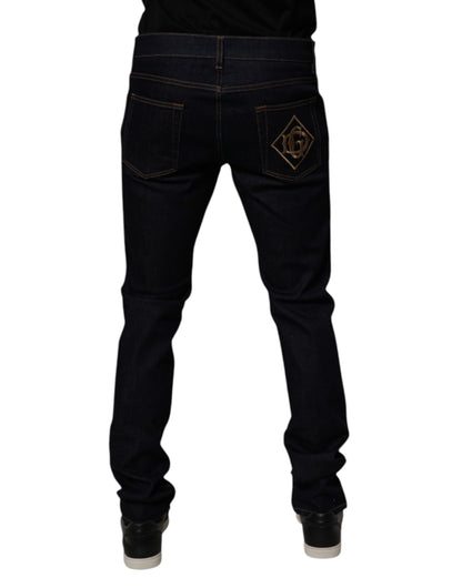 Dolce &amp; Gabbana Svarta Bomullsstretchiga Herr Skinny Denim Jeans
