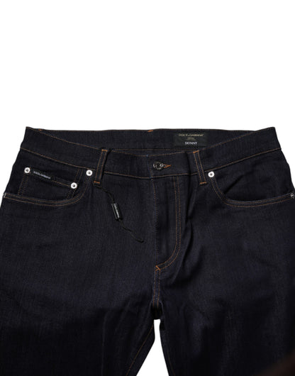 Dolce &amp; Gabbana Svarta Bomullsstretchiga Herr Skinny Denim Jeans