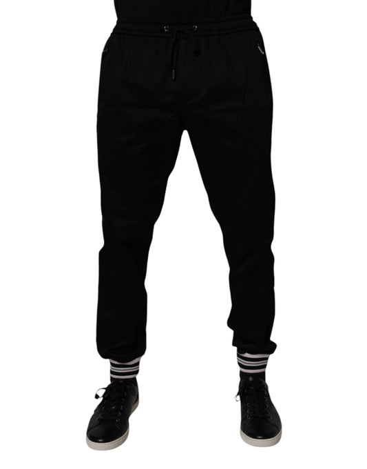Dolce &amp; Gabbana Svarta Joggerbyxor i Bomull med Stretch