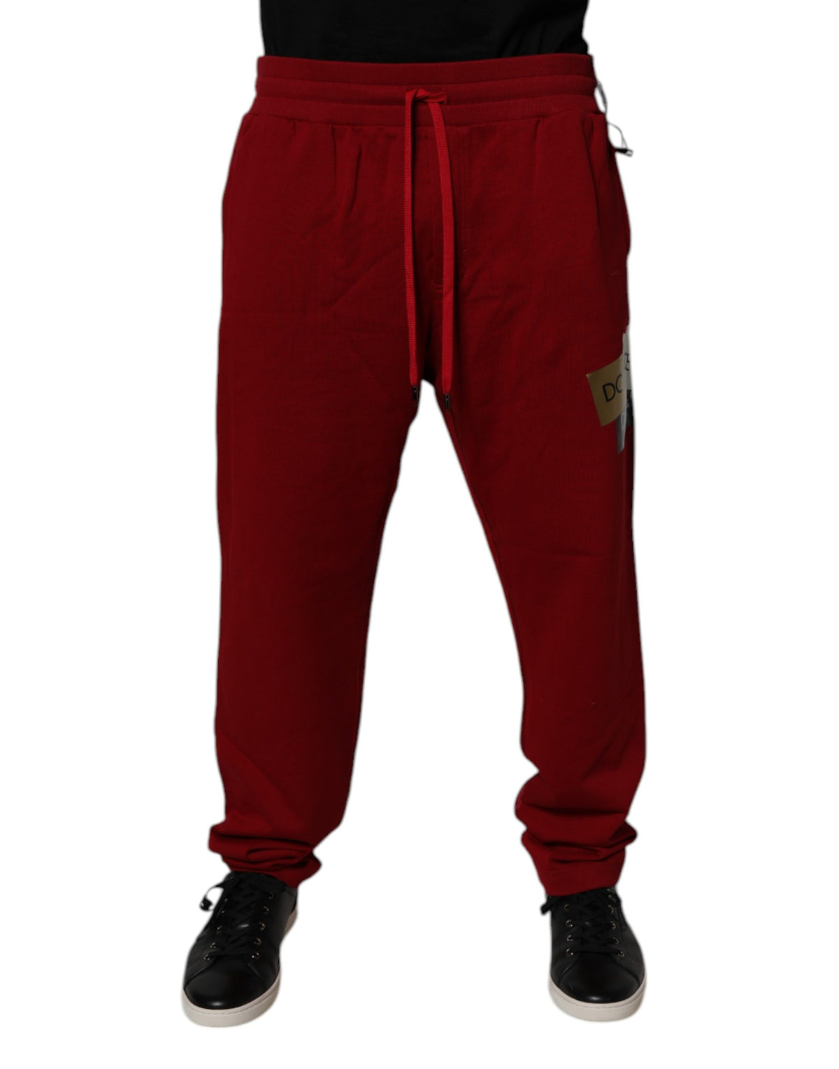 Dolce & Gabbana Red Logo Tape Cotton Jogger Sweatpants Pants