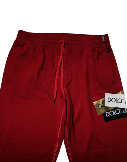 Dolce &amp; Gabbana Röda Joggerbyxor i Bomull med Logotyptejp