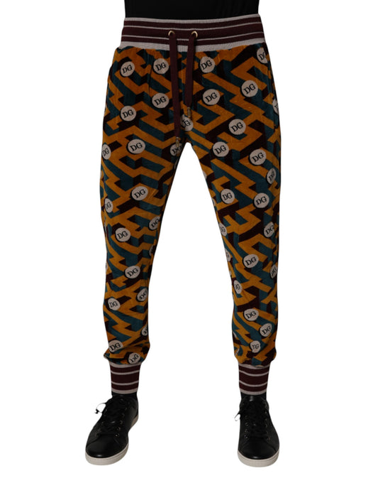 Dolce &amp; Gabbana Flerfärgade Logotypmonogram Jogger Träningsbyxor