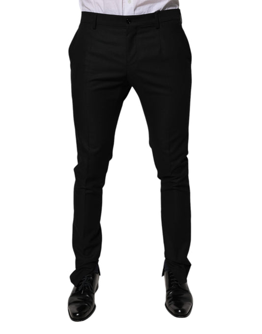 Dolce &amp; Gabbana Svarta Virgin Wool Herrbyxor med smal passform