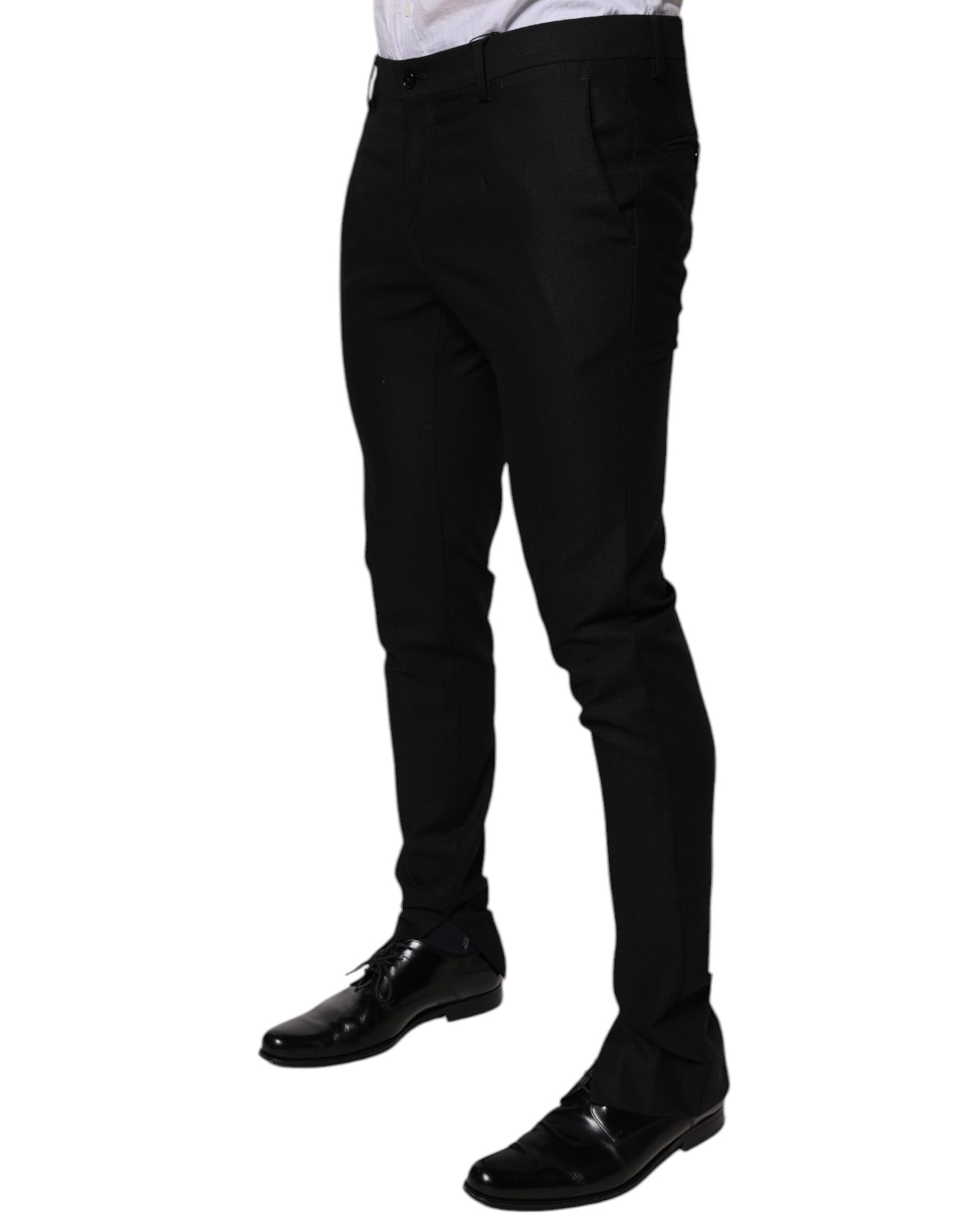 Dolce &amp; Gabbana Svarta Virgin Wool Herrbyxor med smal passform
