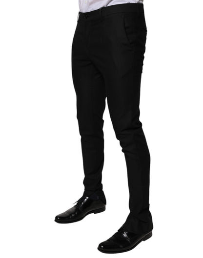Dolce &amp; Gabbana Svarta Virgin Wool Herrbyxor med smal passform
