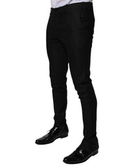 Dolce & Gabbana Black Virgin Wool MenSkinny Dress Formal Pants