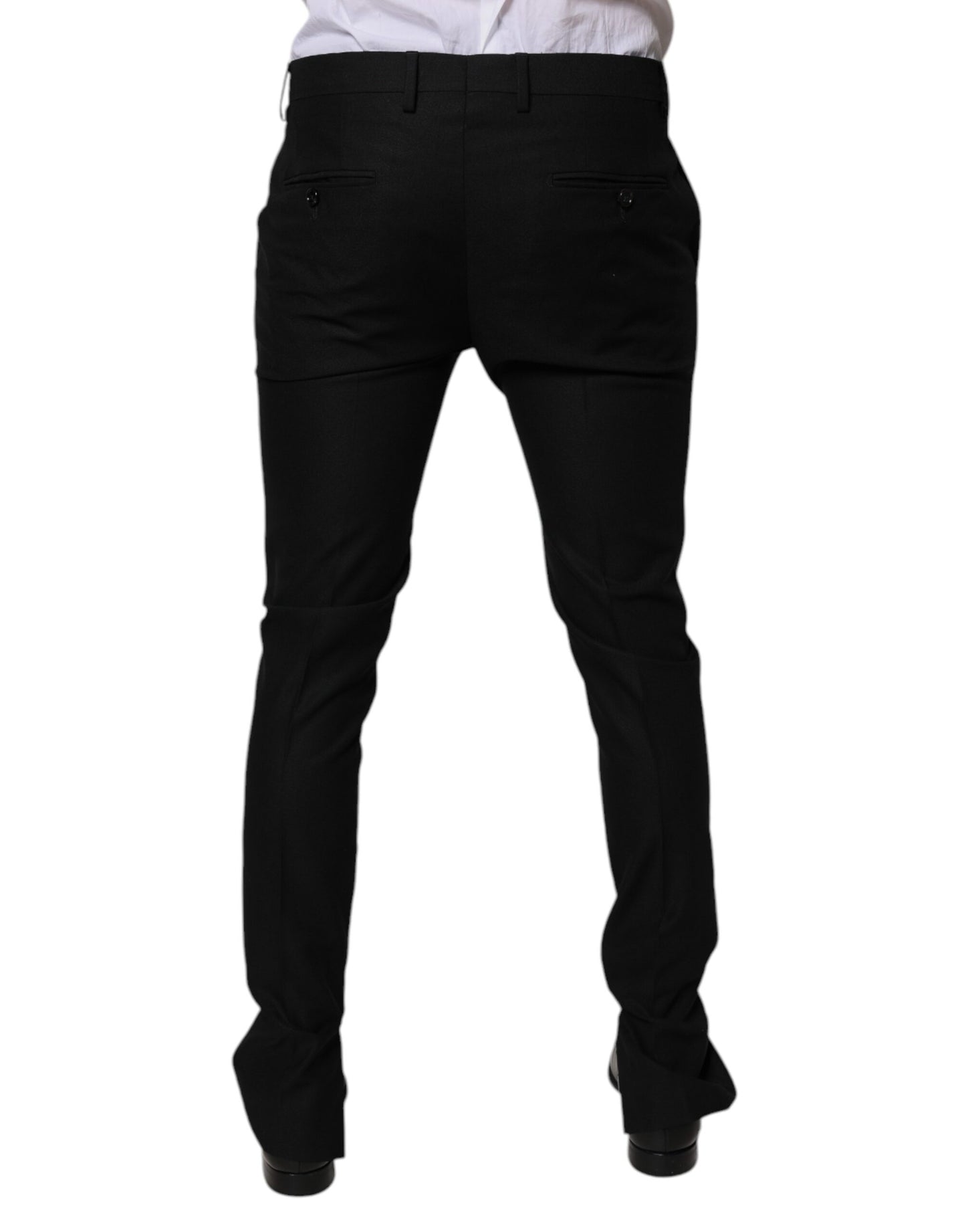 Dolce &amp; Gabbana Svarta Virgin Wool Herrbyxor med smal passform