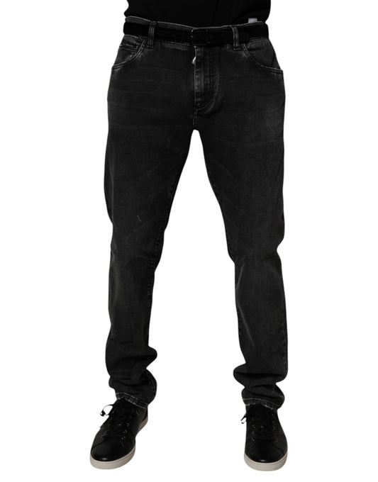 Dolce &amp; Gabbana Svarta Bomullsstretchiga Herr Skinny Denim Jeans