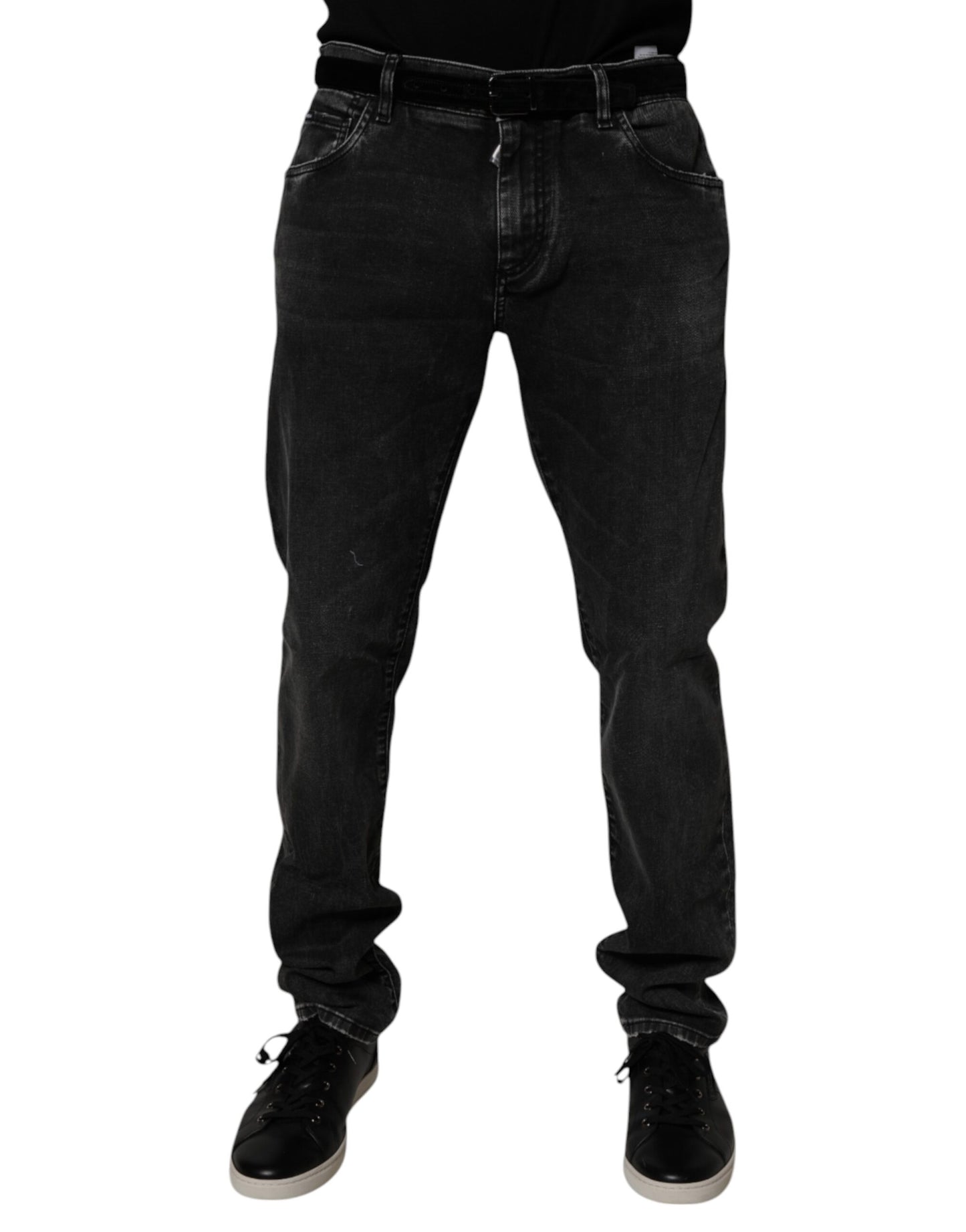Dolce &amp; Gabbana Svarta Bomullsstretchiga Herr Skinny Denim Jeans