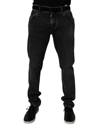 Dolce &amp; Gabbana Svarta Bomullsstretchiga Herr Skinny Denim Jeans