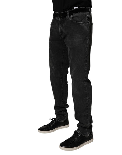 Dolce &amp; Gabbana Svarta Bomullsstretchiga Herr Skinny Denim Jeans
