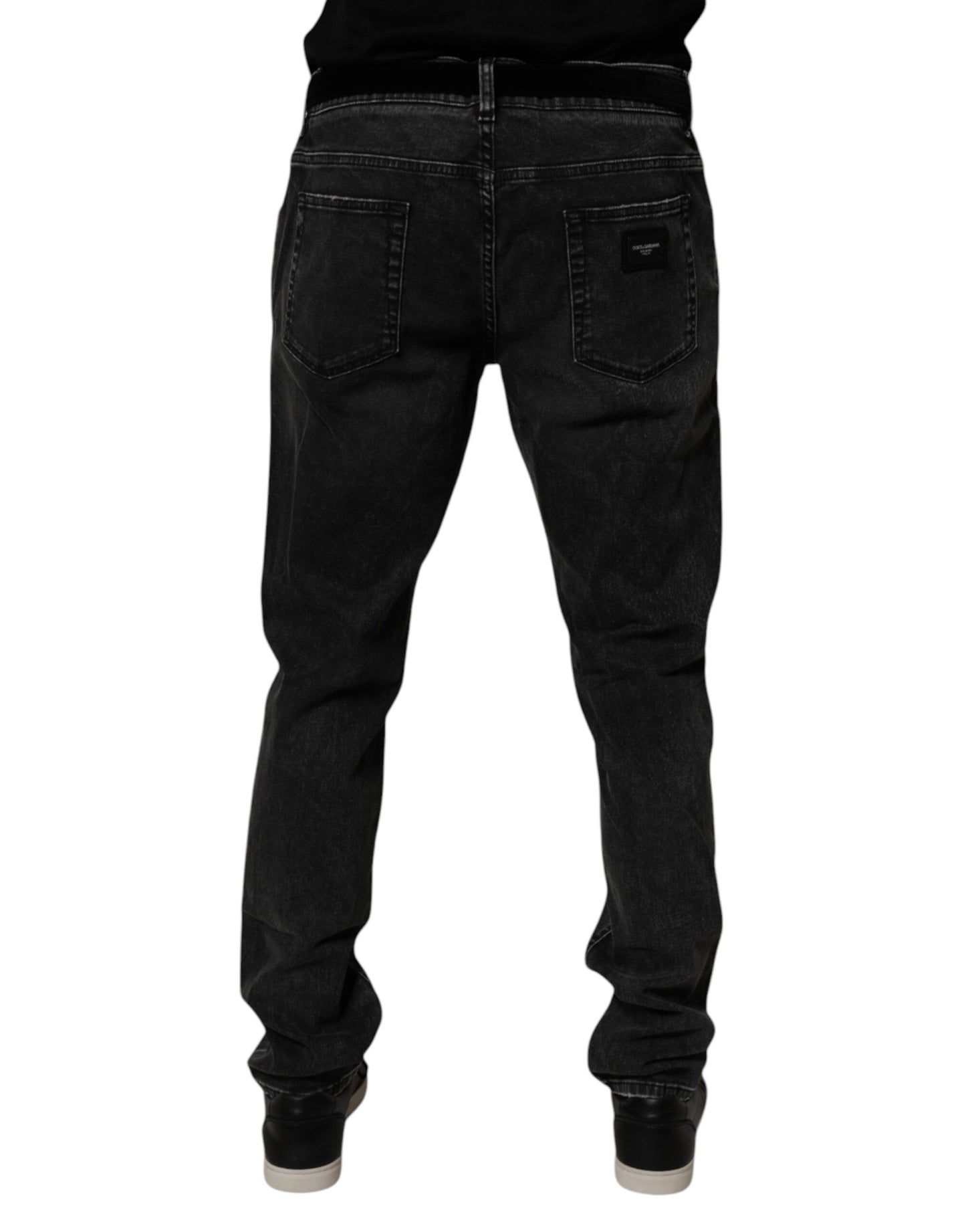 Dolce &amp; Gabbana Svarta Bomullsstretchiga Herr Skinny Denim Jeans