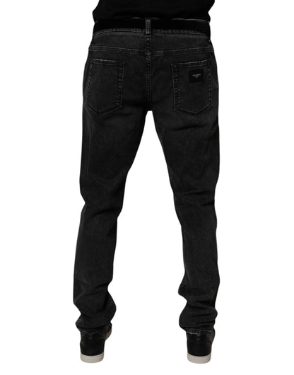 Dolce &amp; Gabbana Svarta Bomullsstretchiga Herr Skinny Denim Jeans