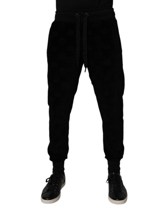 Dolce &amp; Gabbana Svarta Bomull Jogger Herr Träningsbyxor Byxor