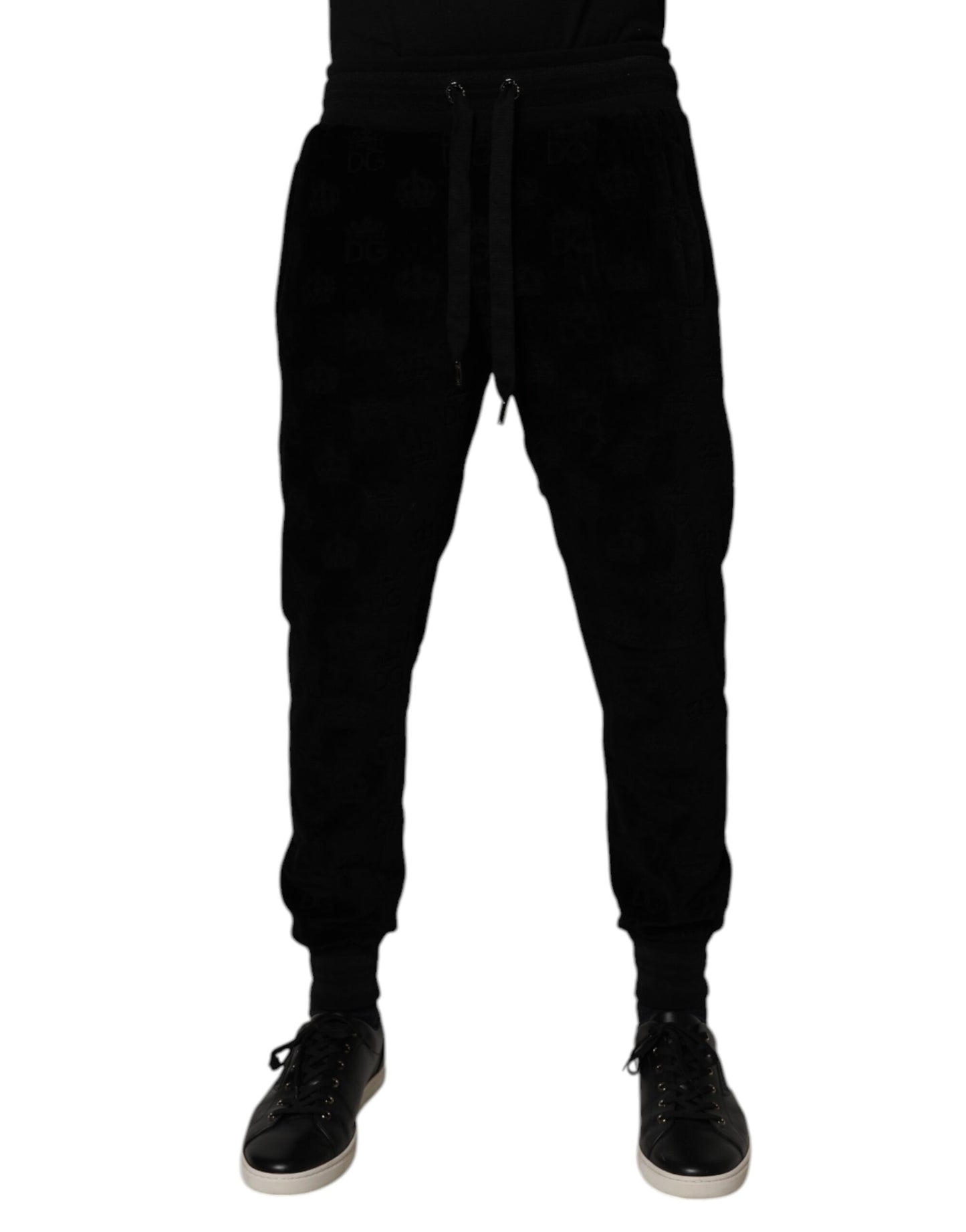 Dolce &amp; Gabbana Svarta Bomull Jogger Herr Träningsbyxor Byxor