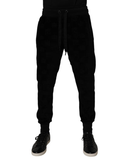Dolce &amp; Gabbana Svarta Bomull Jogger Herr Träningsbyxor Byxor