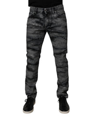 Dolce & Gabbana Gray Tie Dye Cotton Skinny Men Denim Jeans