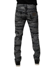 Dolce & Gabbana Gray Tie Dye Cotton Skinny Men Denim Jeans