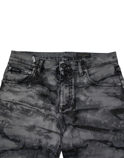 Dolce &amp; Gabbana Grå Tie Dye Bomull Skinny Herrjeans
