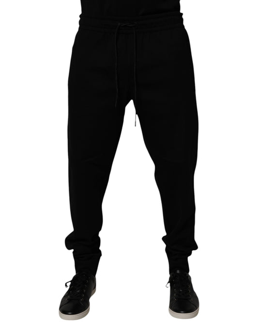 Dolce &amp; Gabbana svarta joggingbyxor i bomullsblandning