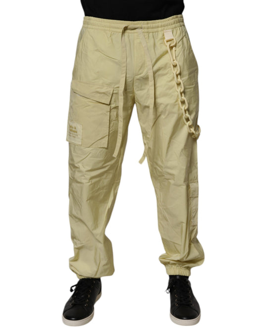 Dolce &amp; Gabbana Gula Nylon Cargo Chain Herr Joggingbyxor