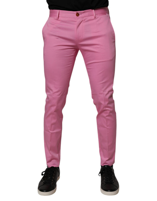 Dolce &amp; Gabbana Rosa Bomull Slim Fit Herrklänningar Formella Byxor