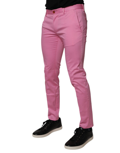 Dolce &amp; Gabbana Rosa Bomull Slim Fit Herrklänningar Formella Byxor