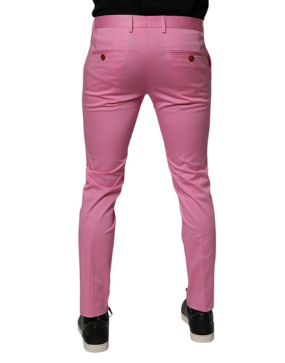 Dolce &amp; Gabbana Rosa Bomull Slim Fit Herrklänningar Formella Byxor