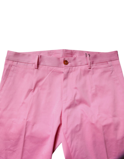 Dolce &amp; Gabbana Rosa Bomull Slim Fit Herrklänningar Formella Byxor