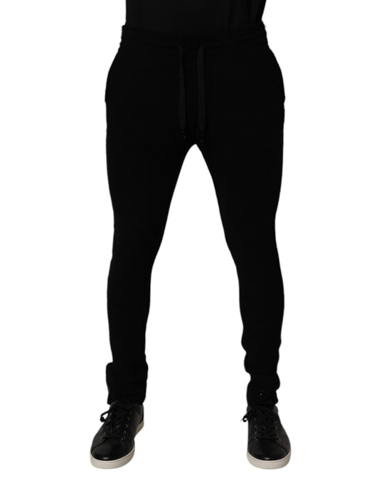 Dolce &amp; Gabbana Svarta Cashmere Jogger Herr Träningsbyxor Byxor