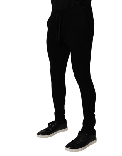 Dolce &amp; Gabbana Svarta Cashmere Jogger Herr Träningsbyxor Byxor