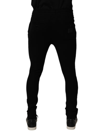Dolce &amp; Gabbana Svarta Cashmere Jogger Herr Träningsbyxor Byxor