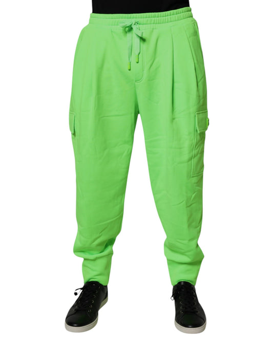Dolce &amp; Gabbana Neon Green Cargo Jogger Herr Träningsbyxor Byxor
