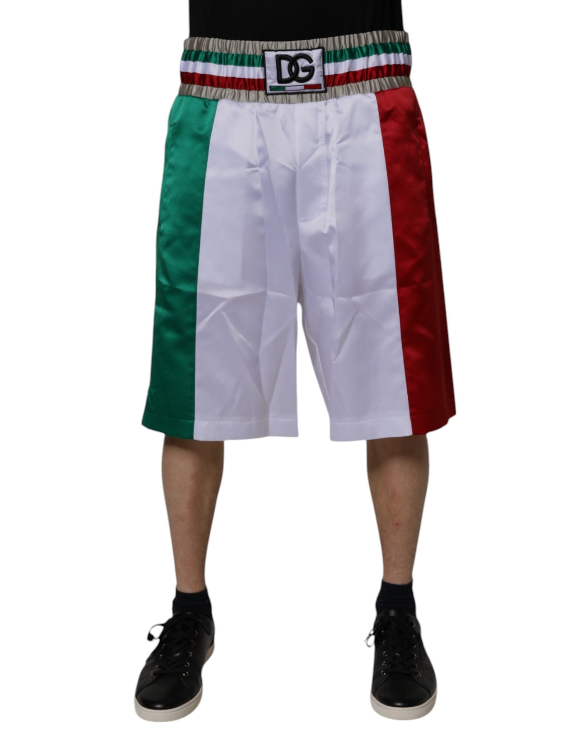 Flerfärgade italienska polyesterbermudashorts
