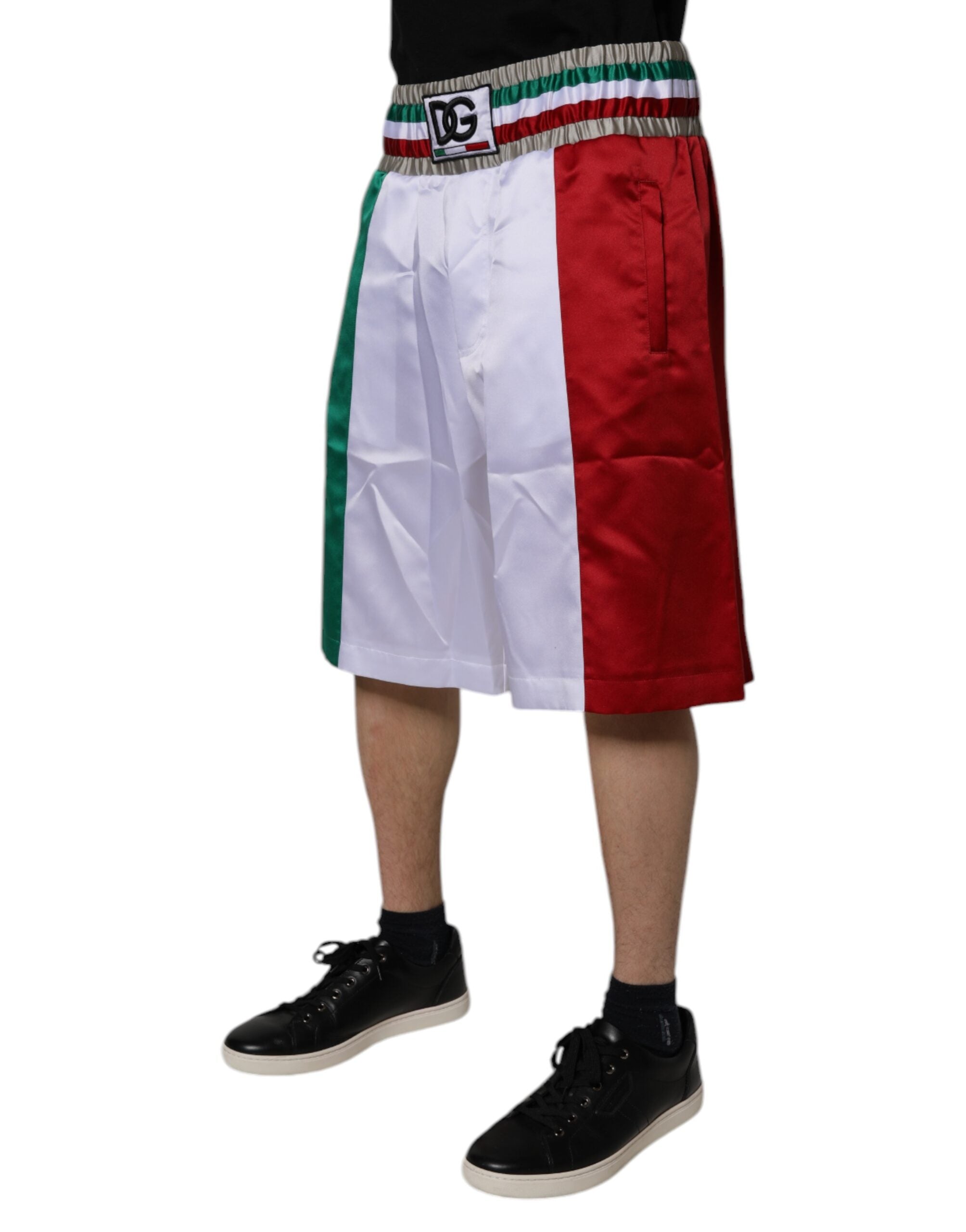 Flerfärgade italienska polyesterbermudashorts
