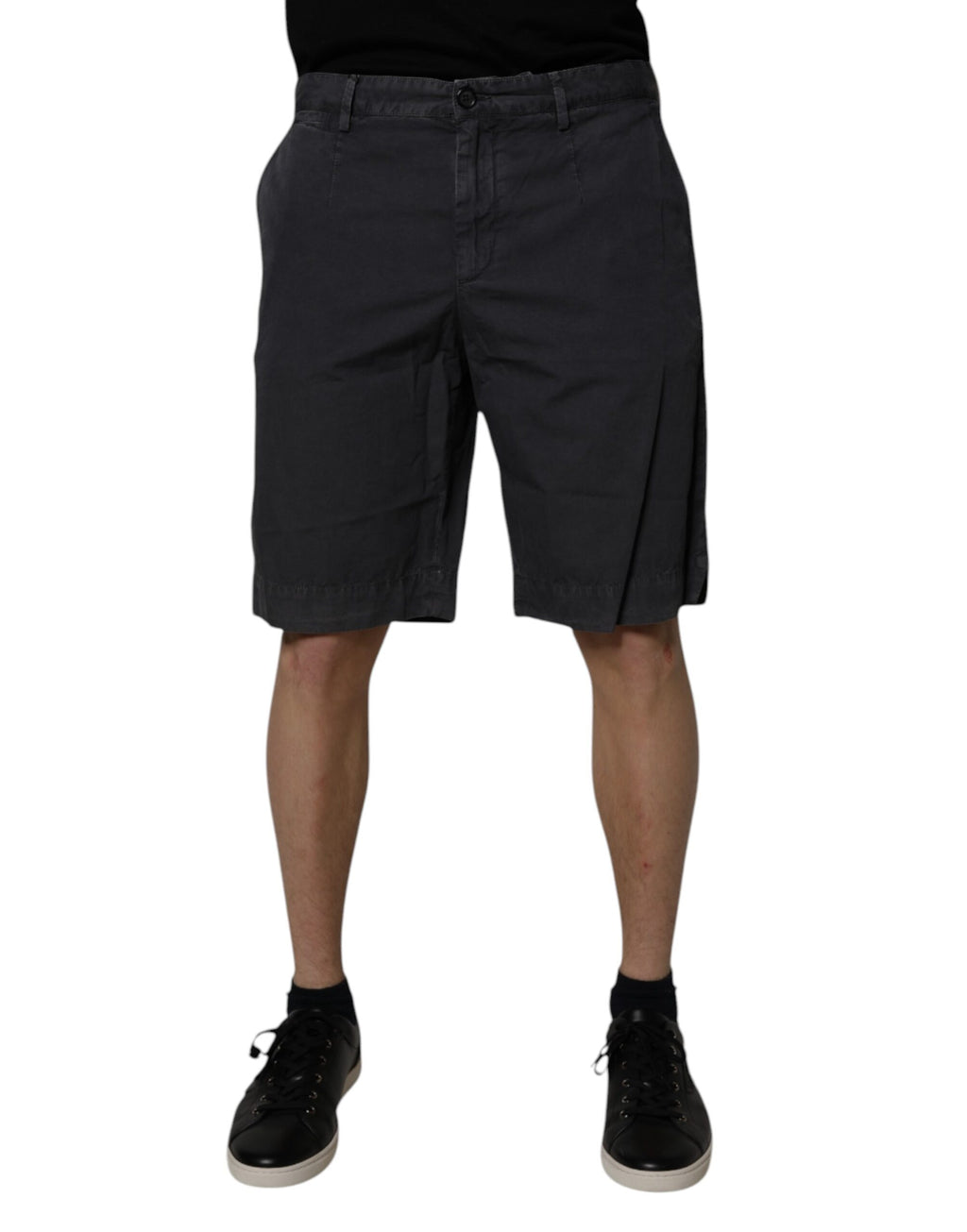 Mörkgrå bomullsbermudashorts för män med medelhög midja