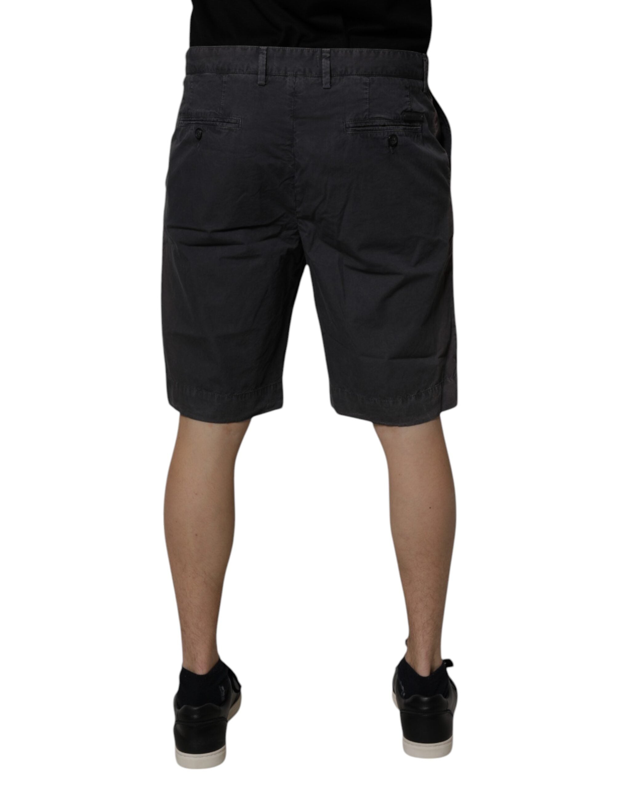 Mörkgrå bomullsbermudashorts för män med medelhög midja