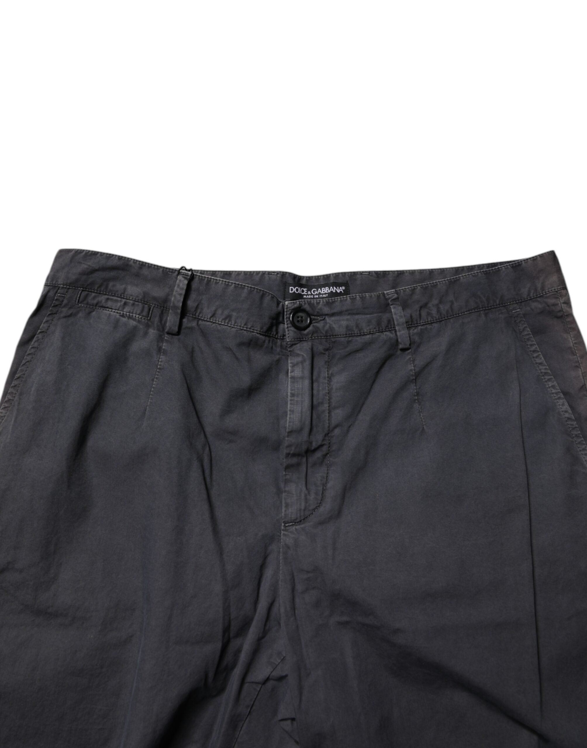 Mörkgrå bomullsbermudashorts för män med medelhög midja