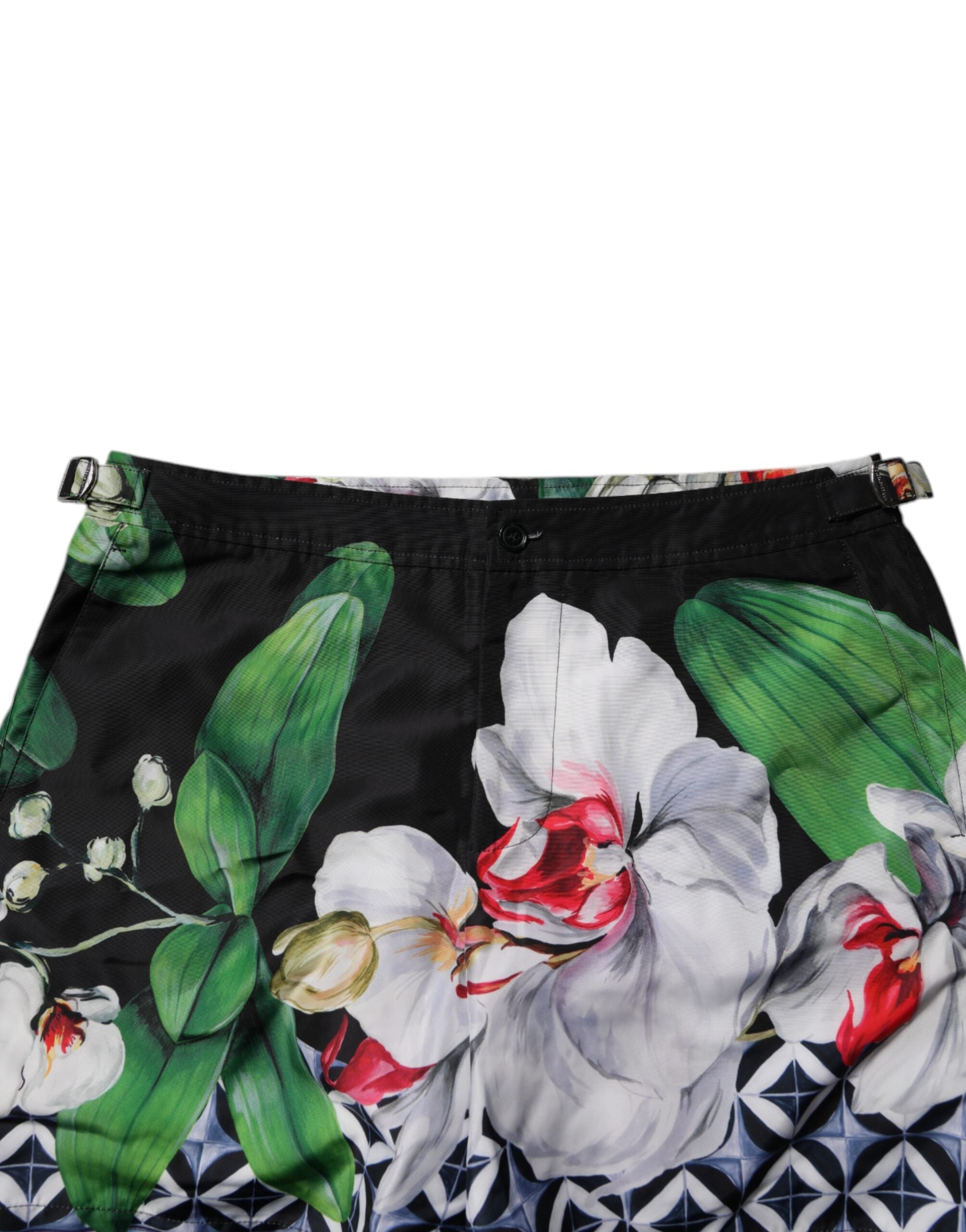 Flerfärgade blommiga polyesterbermudashorts för män