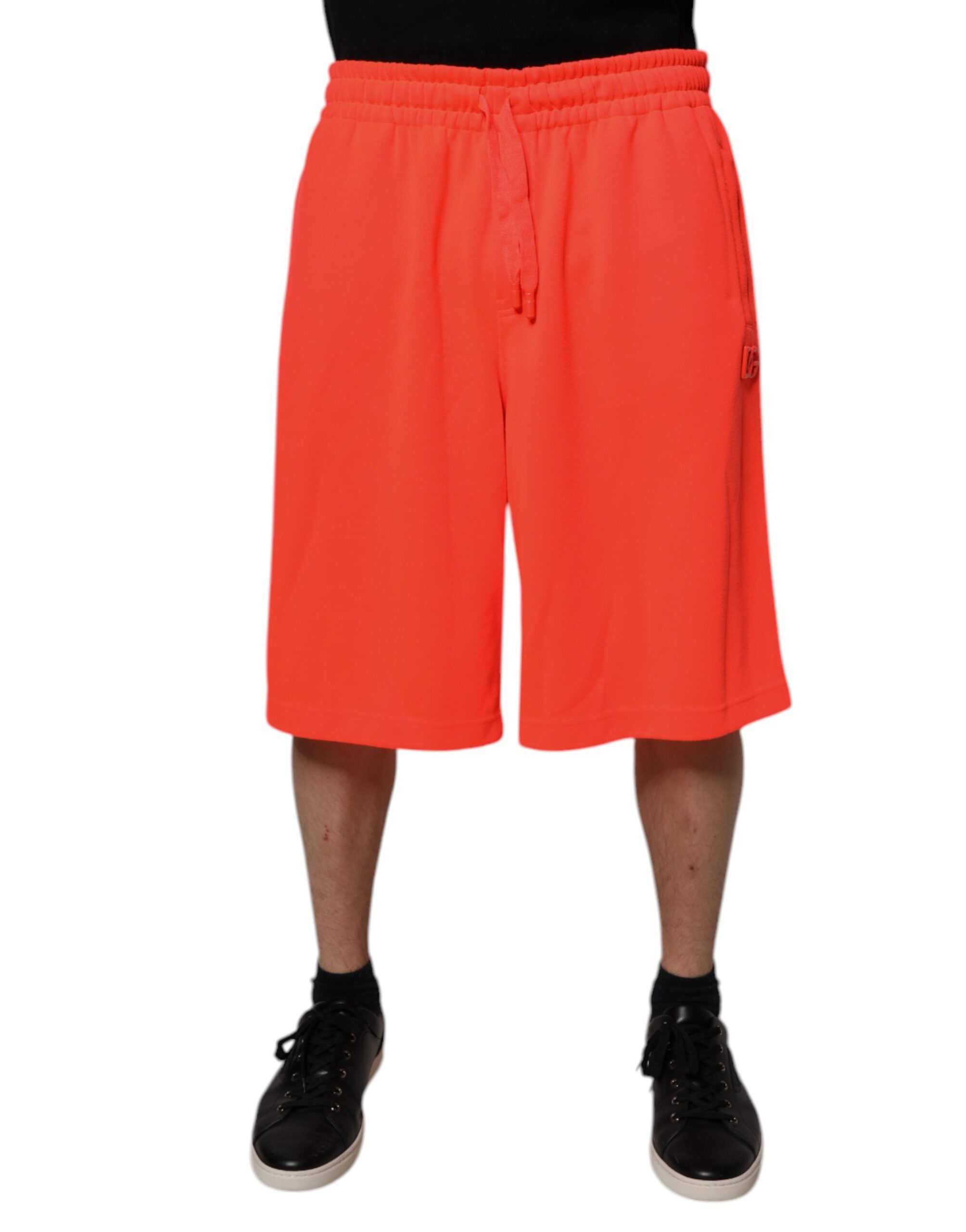 Röda polyesterbermudashorts med medelhög midja för män